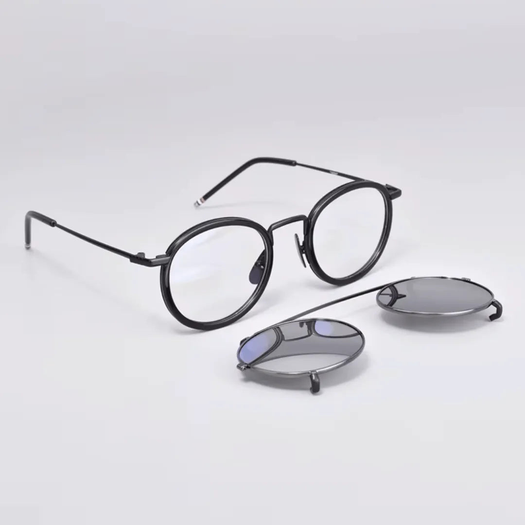 clip-on eyewear, magnetic sunglasses, minimal clip-on glasses, premium optical frames, prescription glasses, modern eyewear, designer eyewear, contemporary eyewear, lightweight eyewear, luxury minimal eyewear
