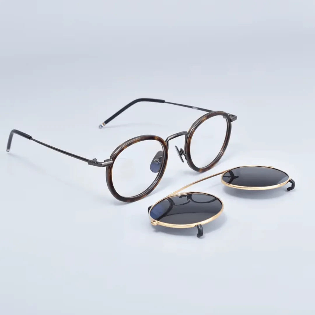 clip-on eyewear, magnetic sunglasses, minimal clip-on glasses, premium optical frames, prescription glasses, modern eyewear, designer eyewear, contemporary eyewear, lightweight eyewear, luxury minimal eyewear