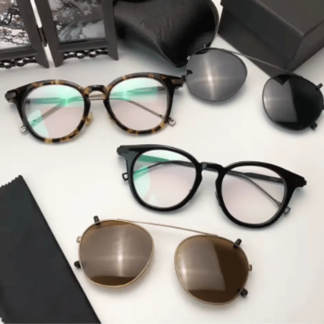 clip-on eyewear, magnetic sunglasses, minimal clip-on glasses, premium optical frames, prescription glasses, modern eyewear, designer eyewear, contemporary eyewear, lightweight eyewear, luxury minimal eyewear