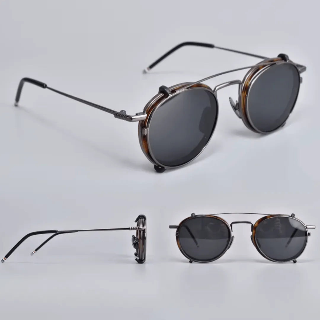 clip-on eyewear, magnetic sunglasses, minimal clip-on glasses, premium optical frames, prescription glasses, modern eyewear, designer eyewear, contemporary eyewear, lightweight eyewear, luxury minimal eyewear