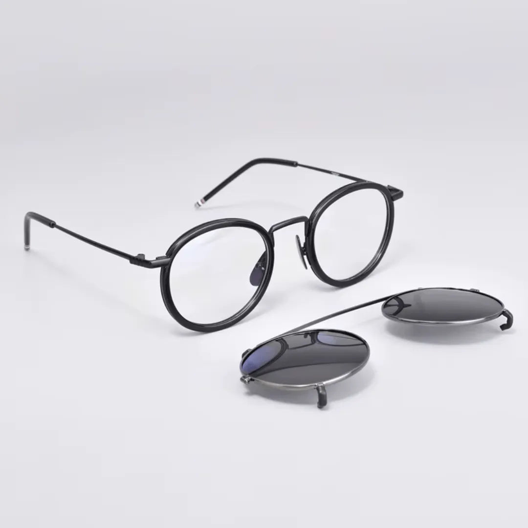 clip-on eyewear, magnetic sunglasses, minimal clip-on glasses, premium optical frames, prescription glasses, modern eyewear, designer eyewear, contemporary eyewear, lightweight eyewear, luxury minimal eyewear
